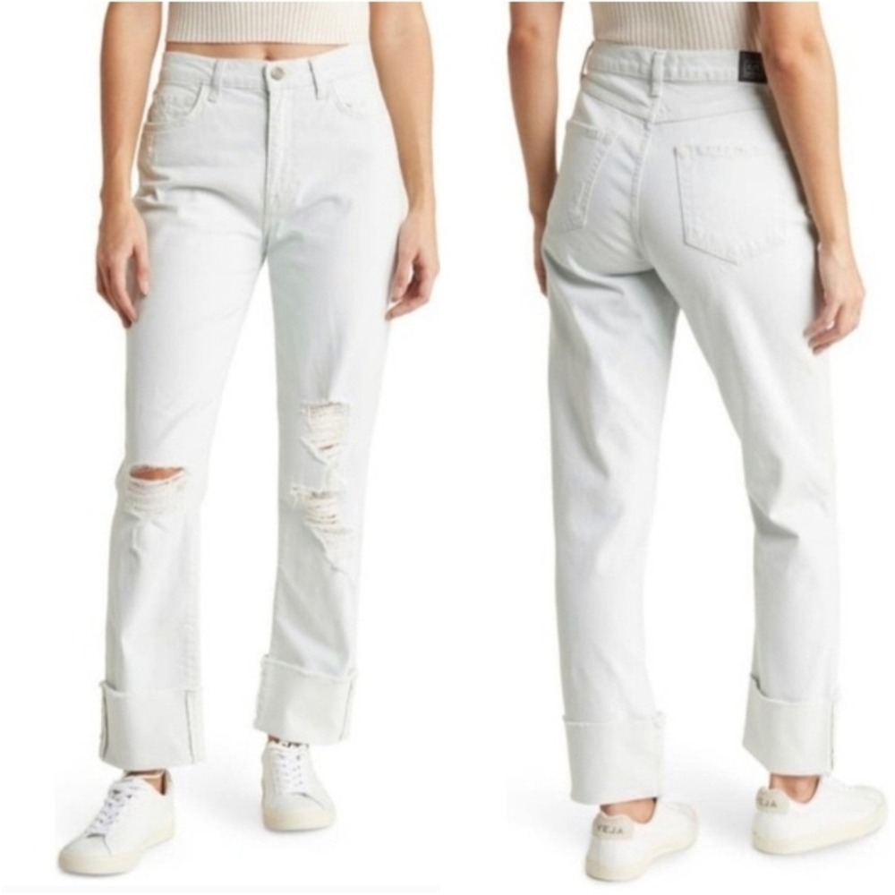 Current Elliott RELAXED CUFFED BOYFRIEND Light‎ Wash Distressed Jeans WOMEN 27